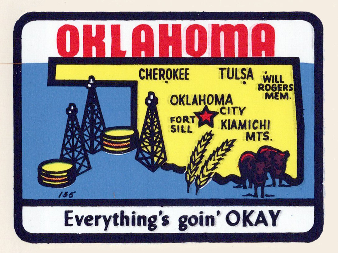 (image for) Oklahoma (2) Everything's Going Okay Vintage Vacation Sticker